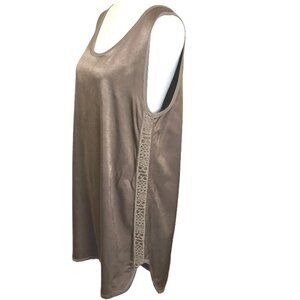 Johnny Was Bronze Sleeveless Tunic Top / Mini Dress Side Embroidery Size Small